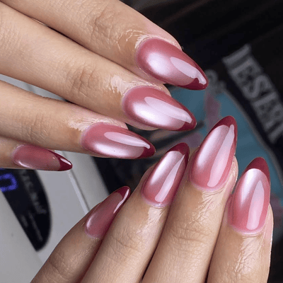 Full cat eye + french - Petite Girl Nails