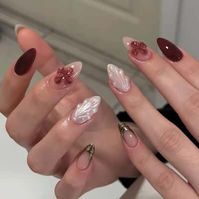 Crimson Pearl Elegance - Jeje Nail Art